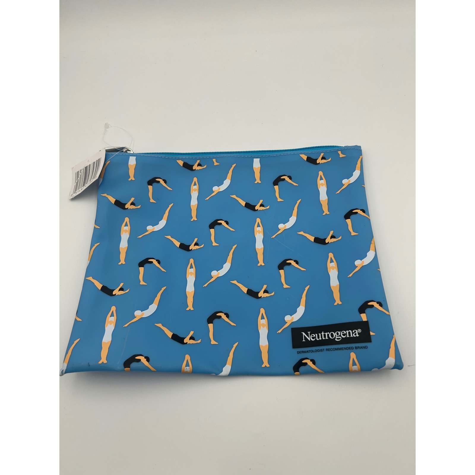 Neutrogena Blue Swimmer Diver Print Makeup Bag Travel Pouch Zippered Case
